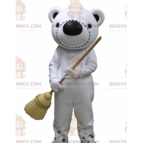 Disfraz de mascota de oso de peluche gigante blanco y negro