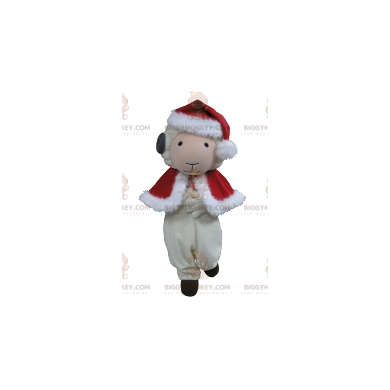 Costume de mascotte BIGGYMONKEY™ de bouc de mouton blanc et