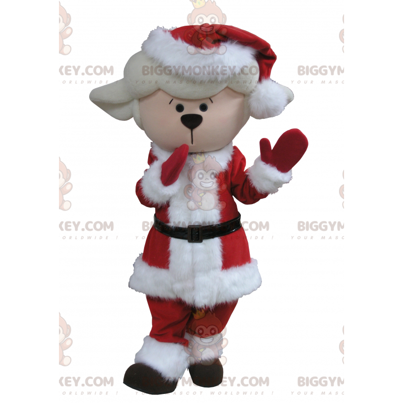 Costume de mascotte BIGGYMONKEY™ de mouton d'agneau blanc en