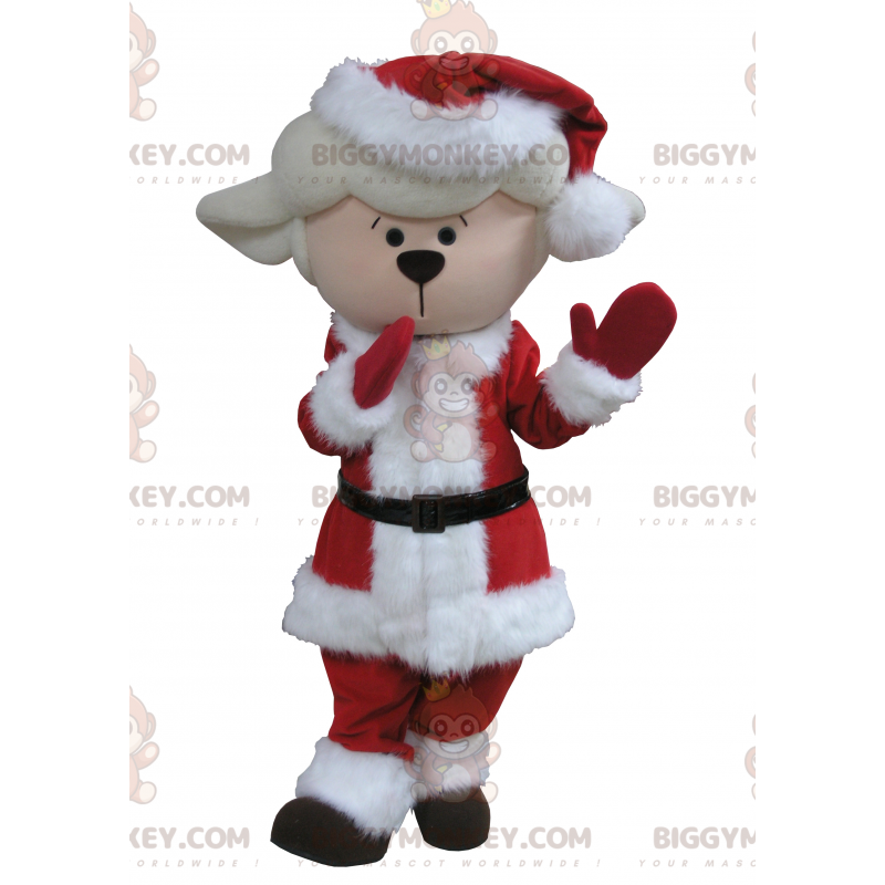 Vánoční kostým BIGGYMONKEY™ s maskotem bílé jehněčí ovce –
