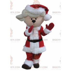 BIGGYMONKEY™ White Lamb Sheep maskotti -asu joulupuku -