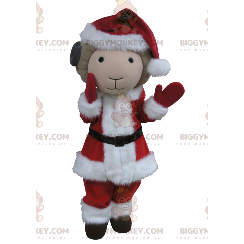 Costume de mascotte BIGGYMONKEY™ de bouc beige et noir en tenue