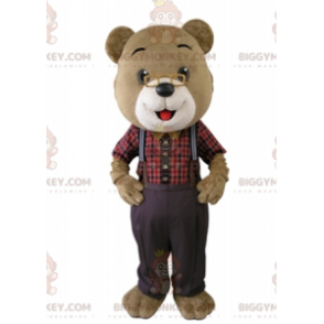 Beige-weißer Teddybär BIGGYMONKEY™ Maskottchen-Kostüm mit