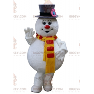 Hauska pullea valkoinen lumiukko BIGGYMONKEY™ maskottiasu -
