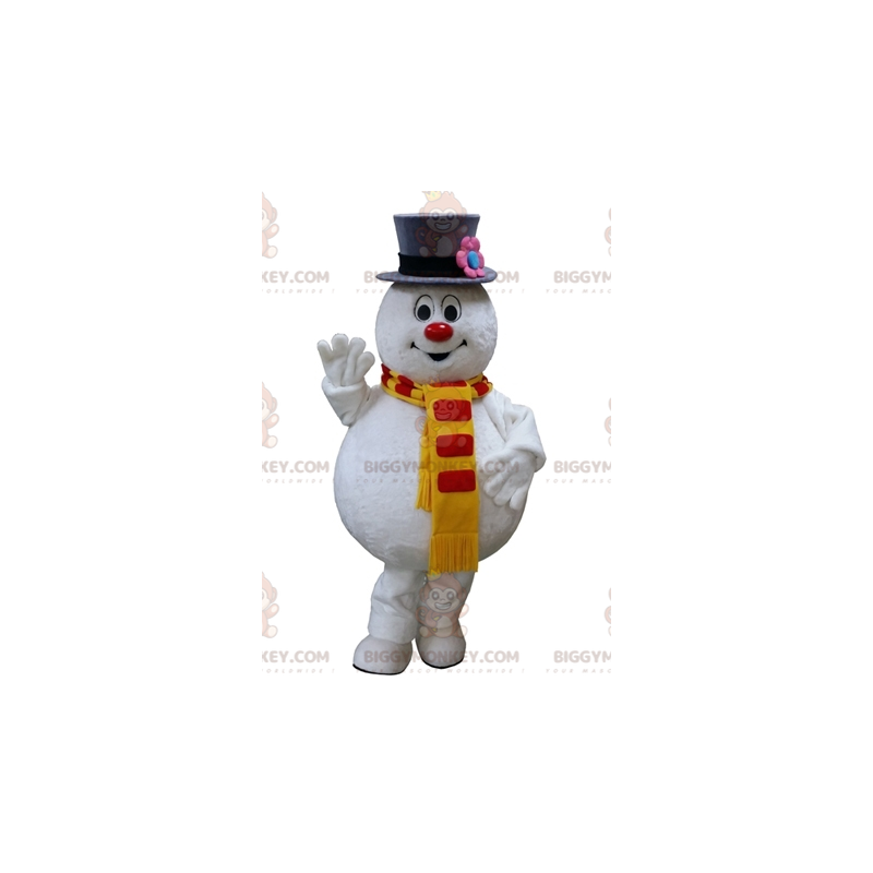 Fantasia de mascote de boneco de neve branco gorducho engraçado