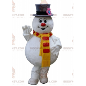 Grappig mollige witte sneeuwpop BIGGYMONKEY™ mascottekostuum -