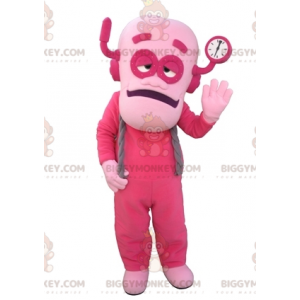 Pink Robot Man BIGGYMONKEY™ Mascot Costume Dressed In Pink -