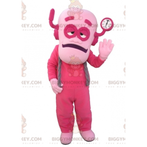 Ροζ ρομπότ Man BIGGYMONKEY™ μασκότ στολή ντυμένη στα ροζ -