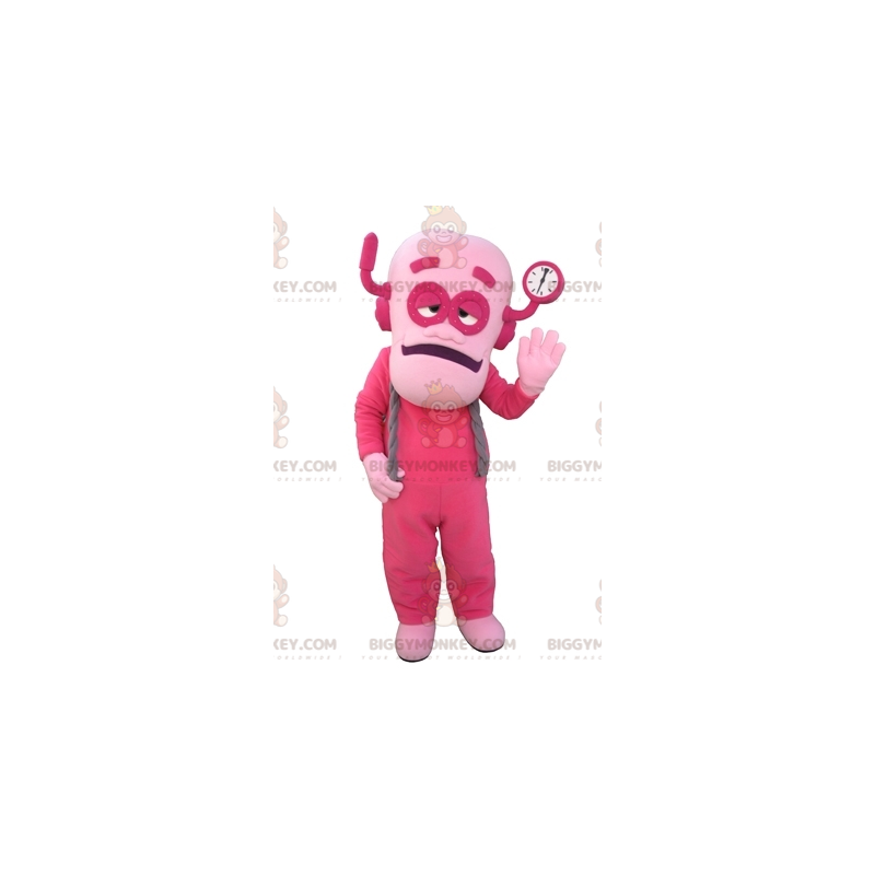 Pink Robot Man BIGGYMONKEY™ Mascot Costume Dressed In Pink –