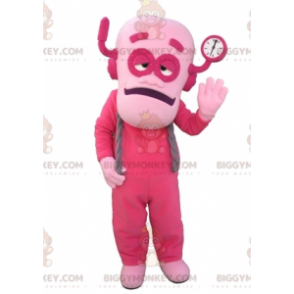 Pink Robot Man BIGGYMONKEY™ Mascot Costume Dressed In Pink –