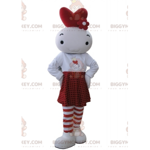 BIGGYMONKEY™ White and Red Doll Snowman Mascot Costume –