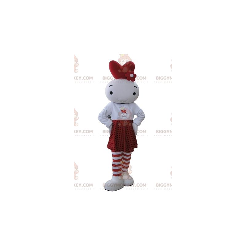 BIGGYMONKEY™ Disfraz de mascota muñeco de nieve blanco y rojo -