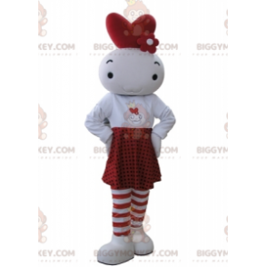 BIGGYMONKEY™ White and Red Doll Snowman Mascot Costume –