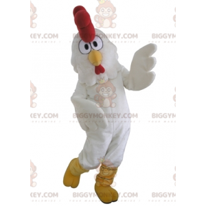 Riesige weiße Henne Hahn BIGGYMONKEY™ Maskottchen-Kostüm -