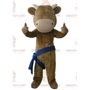 BIGGYMONKEY™ Giant and Very Realistic Brown and Tan Cow Mascot