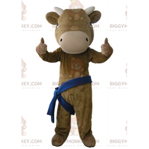 Costume de mascotte BIGGYMONKEY™ de vache marron et beige