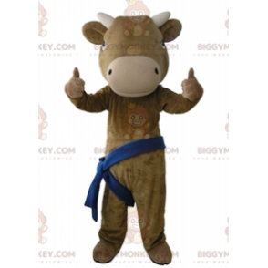 BIGGYMONKEY™ Giant and Very Realistic Brown and Tan Cow Mascot