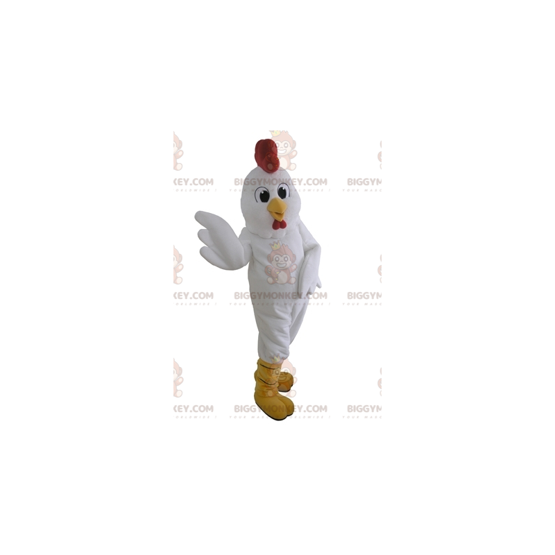 Costume de mascotte BIGGYMONKEY™ de poule blanche géante.