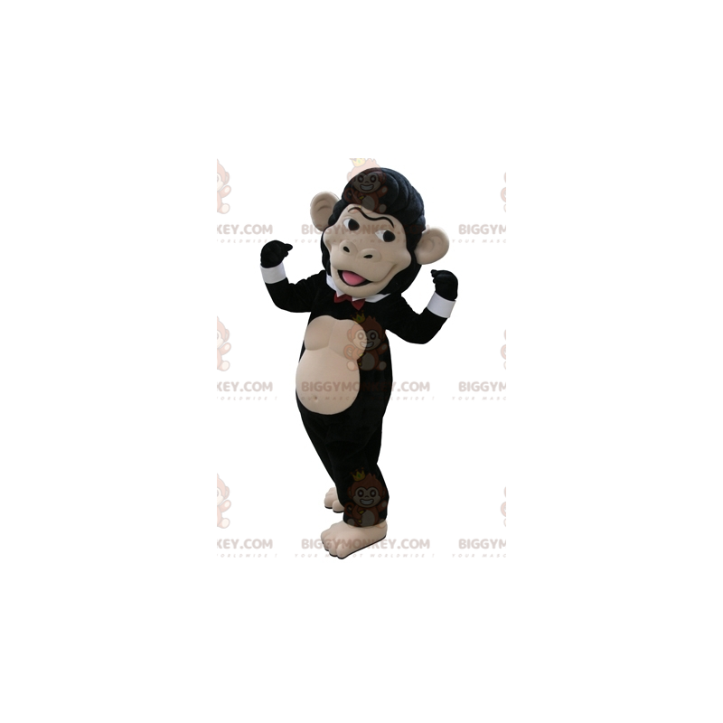 BIGGYMONKEY™ Maskottchenkostüm Affe in Schwarz und Beige mit