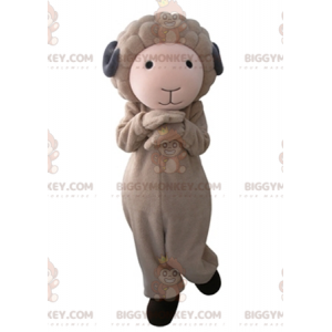 Cute and Soft Brown and Gray Goat BIGGYMONKEY™ Mascot Costume –