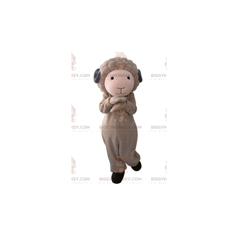 Cute and Soft Brown and Gray Goat BIGGYMONKEY™ Mascot Costume –