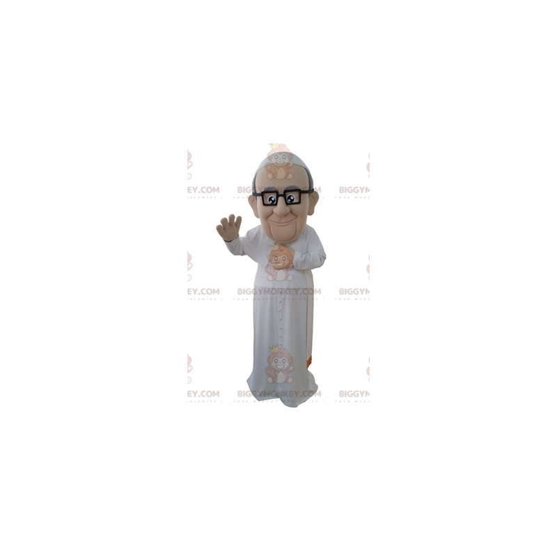 Kostým maskota papeže BIGGYMONKEY™ v bílém náboženském oděvu –