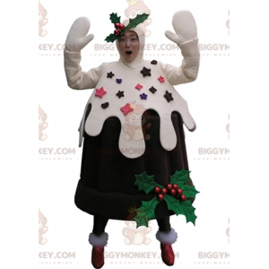 Braun-weißer Iced Cake Pudding BIGGYMONKEY™ Maskottchen-Kostüm