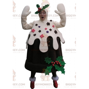 Brun og hvid Iced Cake Pudding BIGGYMONKEY™ maskotkostume -