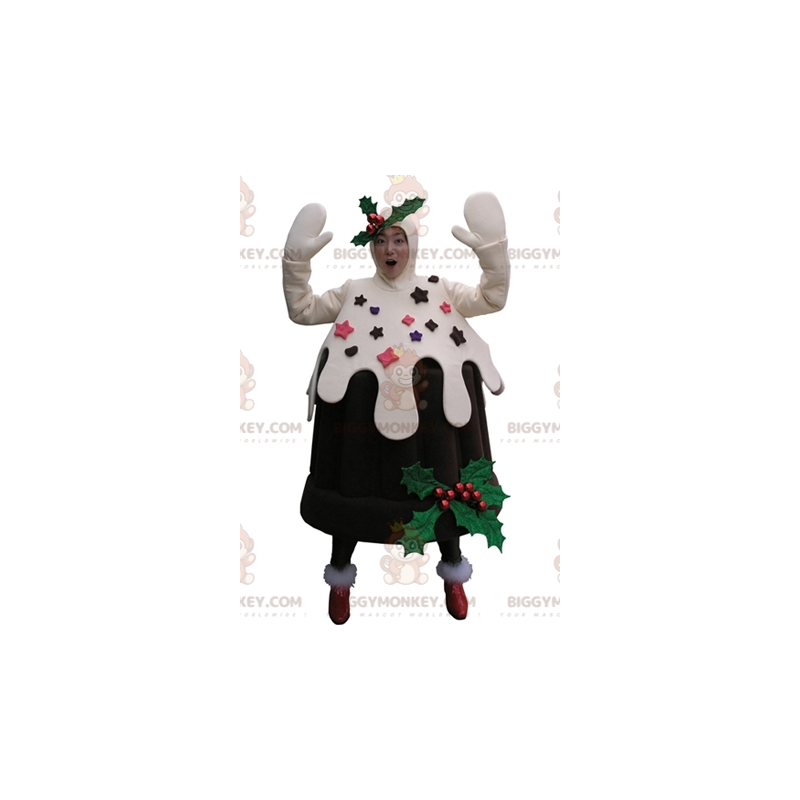 Costume mascotte BIGGYMONKEY™ Brown e White Iced Cake Pudding -