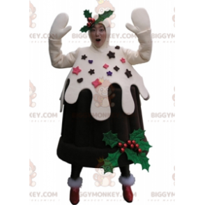 Brown and White Iced Cake Pudding BIGGYMONKEY™ Mascot Costume –