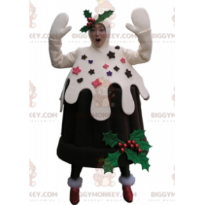 Brun og hvid Iced Cake Pudding BIGGYMONKEY™ maskotkostume -