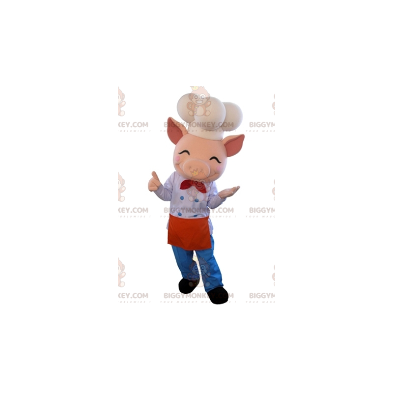 Costume de mascotte BIGGYMONKEY™ de cochon rose en tenue de