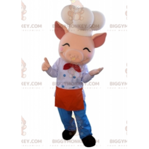 BIGGYMONKEY™ Mascot Costume Pink Pig In Chef Outfit -