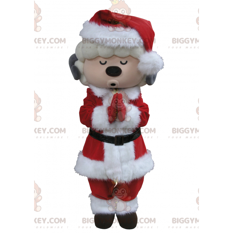 Costume de mascotte BIGGYMONKEY™ de bouc blanc et gris en tenue