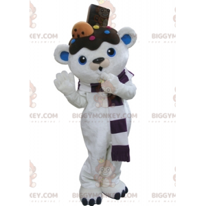 BIGGYMONKEY™ costume da mascotte di orsacchiotto bianco e blu