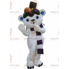 BIGGYMONKEY™ costume da mascotte di orsacchiotto bianco e blu