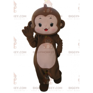 Costume de mascotte BIGGYMONKEY™ de singe marron et rose très