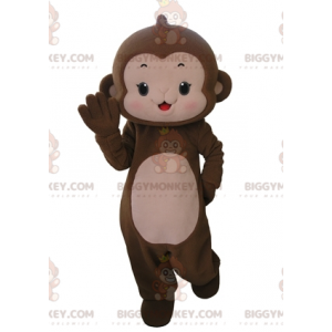 Velmi roztomilý kostým maskota hnědé a růžové opice