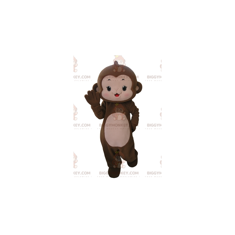 Velmi roztomilý kostým maskota hnědé a růžové opice