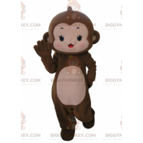 Meget sød brun og lyserød abe BIGGYMONKEY™ maskotkostume -