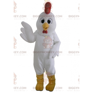 Costume de mascotte BIGGYMONKEY™ de poule blanche géante.
