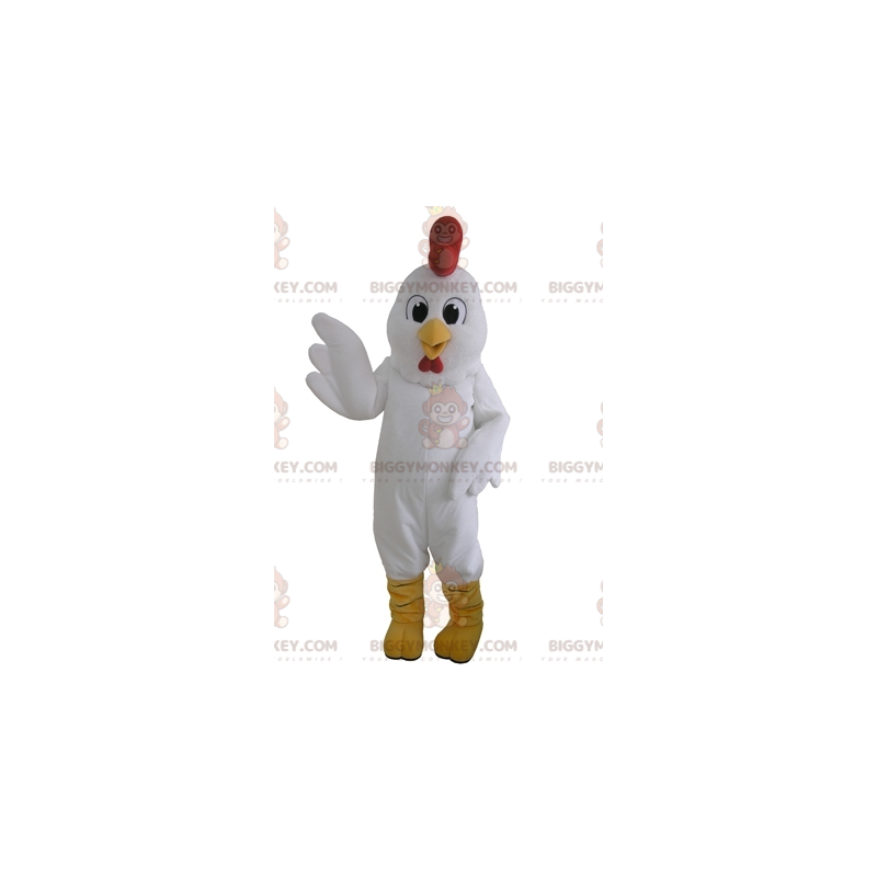 Traje de mascote de galinha branca gigante BIGGYMONKEY™. Traje