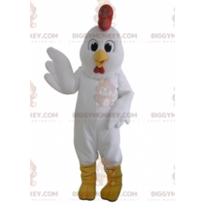Riesige weiße Henne BIGGYMONKEY™ Maskottchen-Kostüm. Hahn