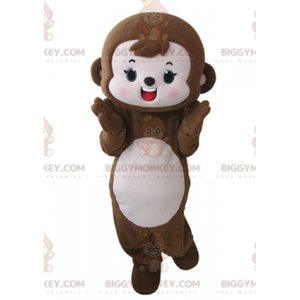 Costume de mascotte BIGGYMONKEY™ de singe marron et rose mignon