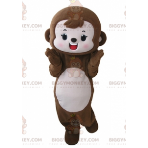 Costume de mascotte BIGGYMONKEY™ de singe marron et rose mignon