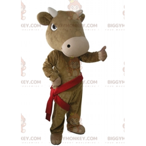 Jättiläinen realistinen ruskea lehmä BIGGYMONKEY™ maskottiasu -