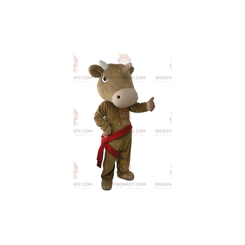 Costume da mascotte gigante realistico della mucca marrone