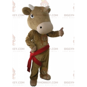 Costume da mascotte gigante realistico della mucca marrone