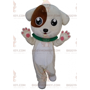 Costume de mascotte BIGGYMONKEY™ de chiot blanc et marron