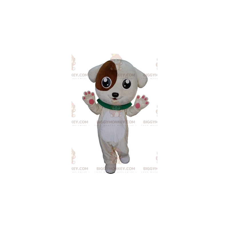 Costume de mascotte BIGGYMONKEY™ de chiot blanc et marron